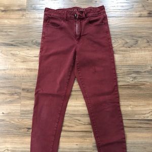 American Eagle Hi-Rise Jeggings in Red
